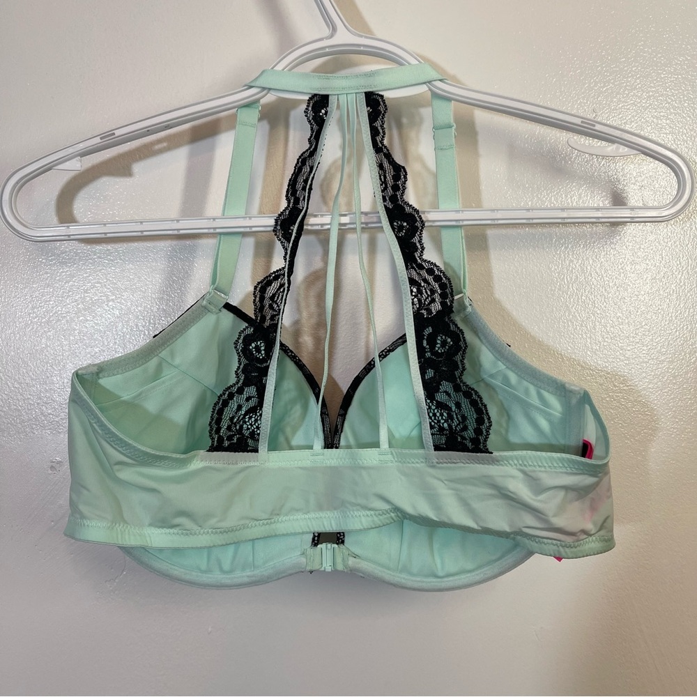 36 D Mint And Black Lacygreen La Senza Front Clip Bra - Picture 2 of 10